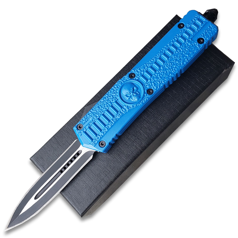 Venom Death Skull Auto OTF Knife  Death Warrior Spear Edge BL Handle