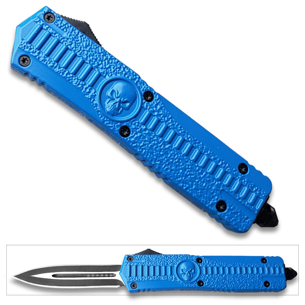 Venom Death Skull Auto OTF Knife  Death Warrior Spear Edge BL Handle