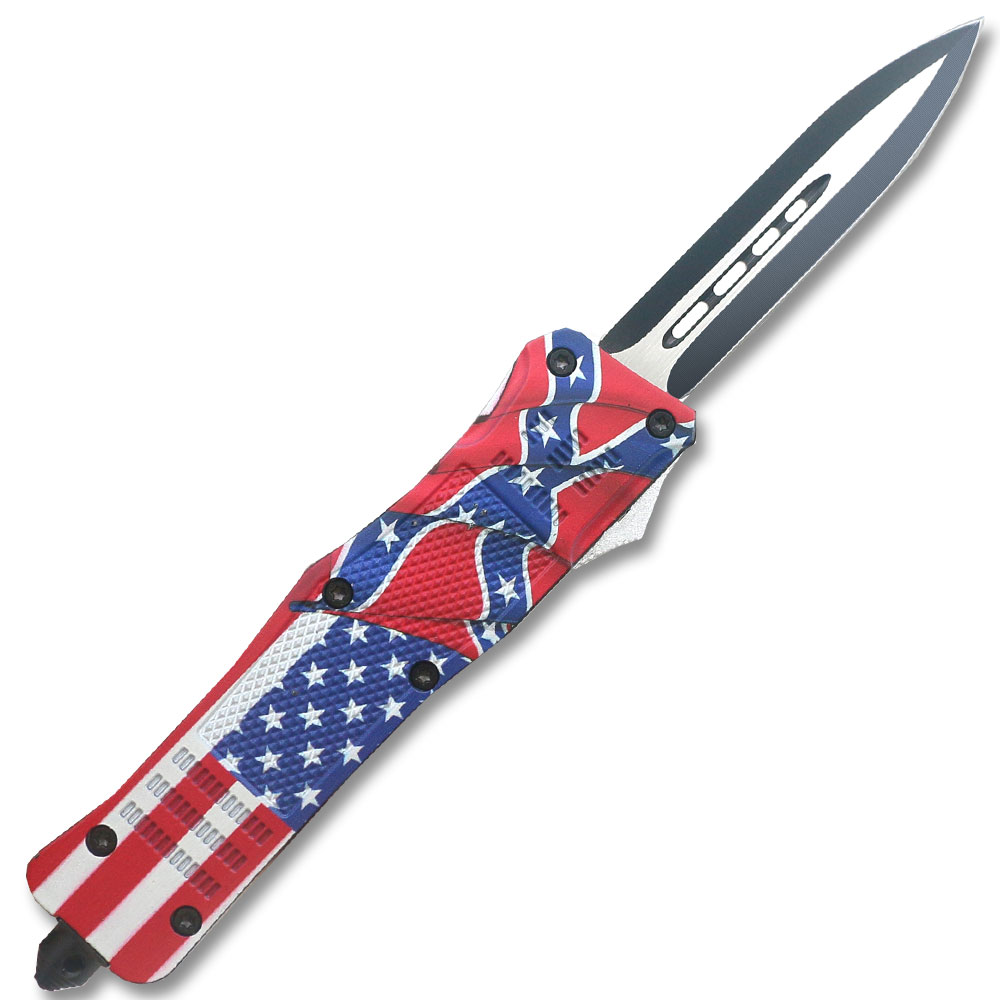 American Rebel Flag Swift OTF Knife Double Edge Blade