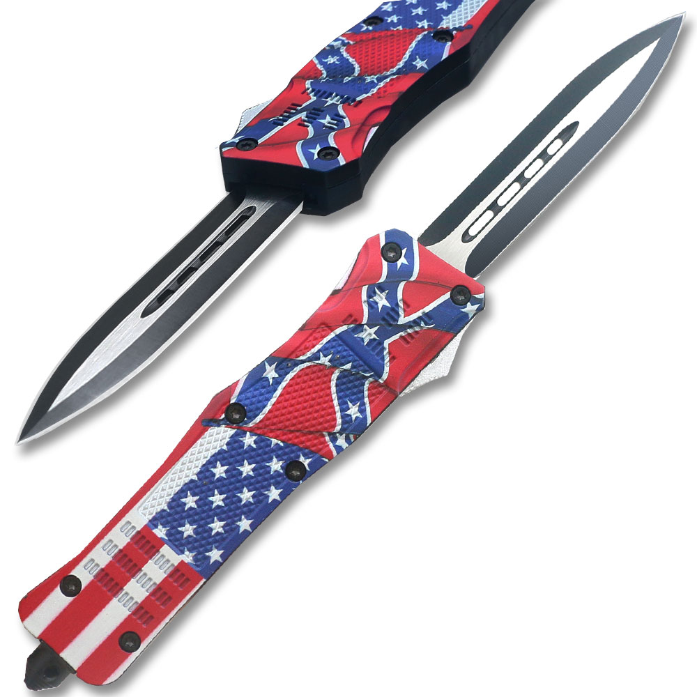 American Rebel Flag Swift OTF Knife Double Edge Blade