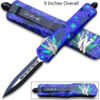 3D Girl With Green & Purple Leaves Double Edge OTF Knife