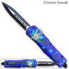 3D Girl With Green & Purple Leaves Double Edge OTF Knife