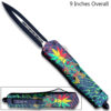 3D Multi-Color Cannabis Leaves Double Edge OTF Knife