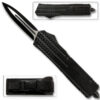 Black Spear Point OTF Out The Front Assisted Open Tactical Glass Breaker Black Handle