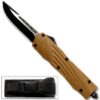 Brown Straight Edge  Flagship OTF Knife  Clip Point