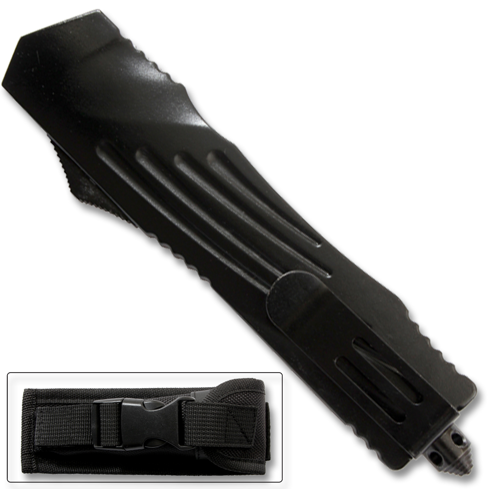 Black Straight Edge  Flagship OTF Knife  Clip Point