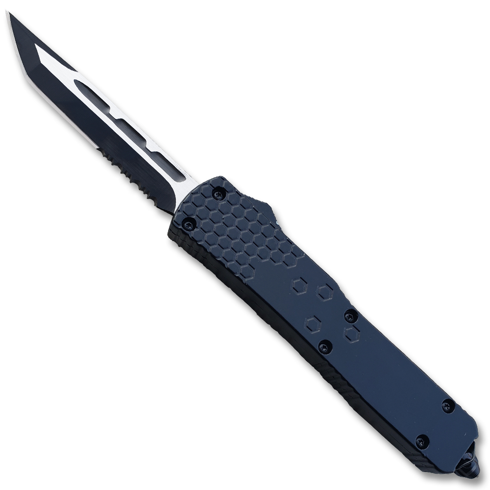 Slim Black Tanto Point OTF Knife  Assisted Open Tactical Glass Breaker