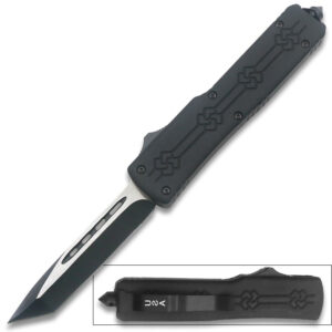 Slim n Soft Black Tanto Point OTF Knife Assisted Open Tactical Glass Breaker