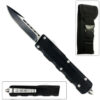 Drop Edge Black Flagship OTF Knife w/Comfort Groove Handle Single Edge