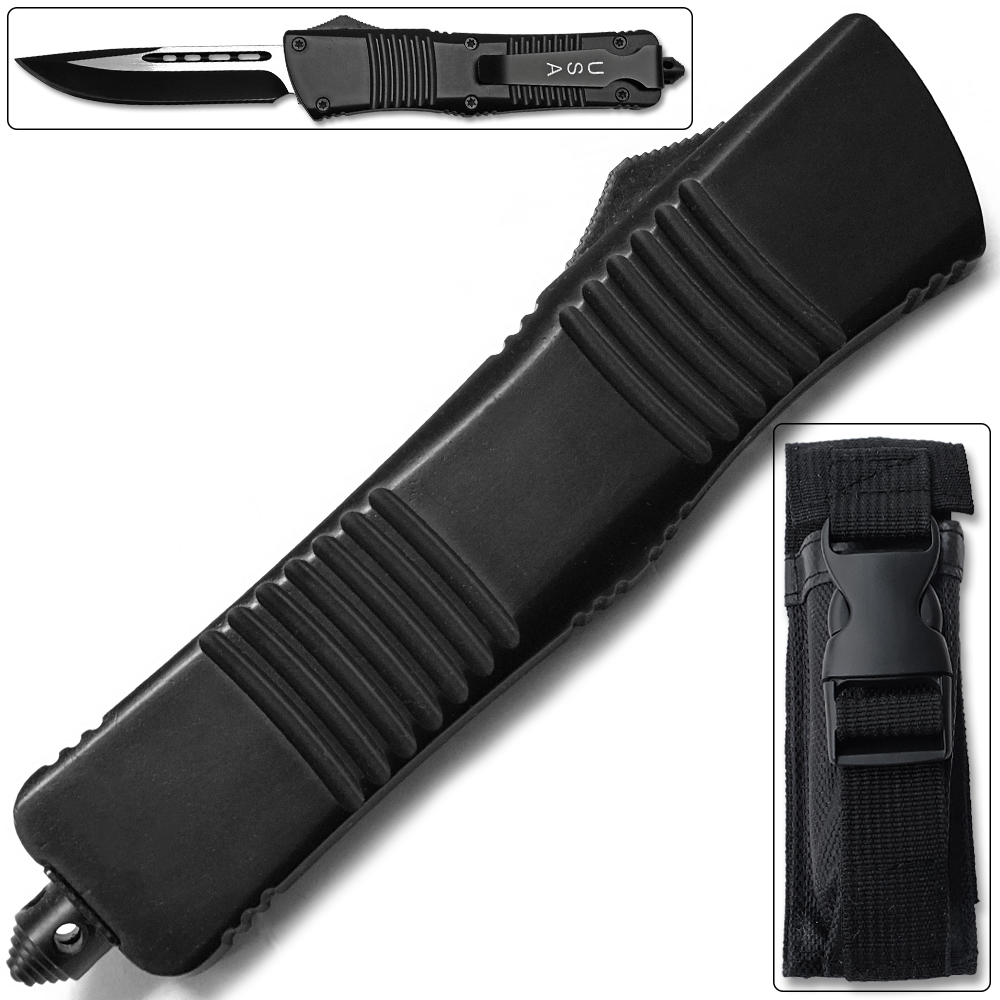 Straight Edge Destroyer OTF Knife - Clip Plain USA