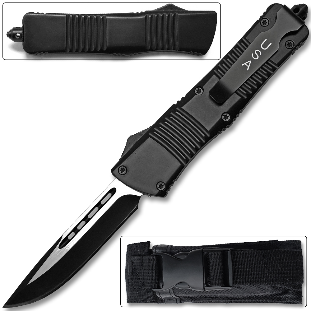 Straight Edge Destroyer OTF Knife - Clip Plain USA
