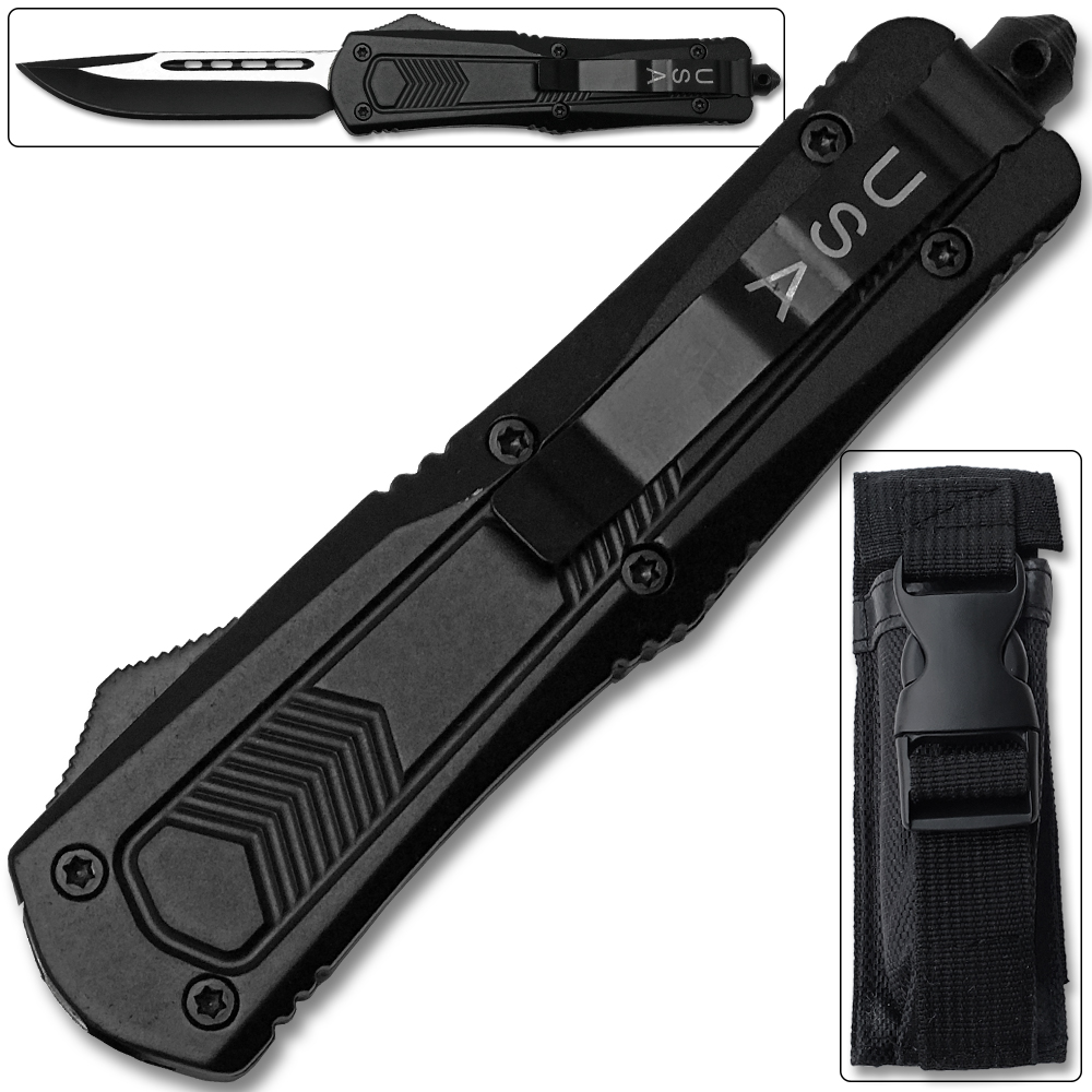 Straight Edge Demolisher OTF Knife - Clip Plain USA