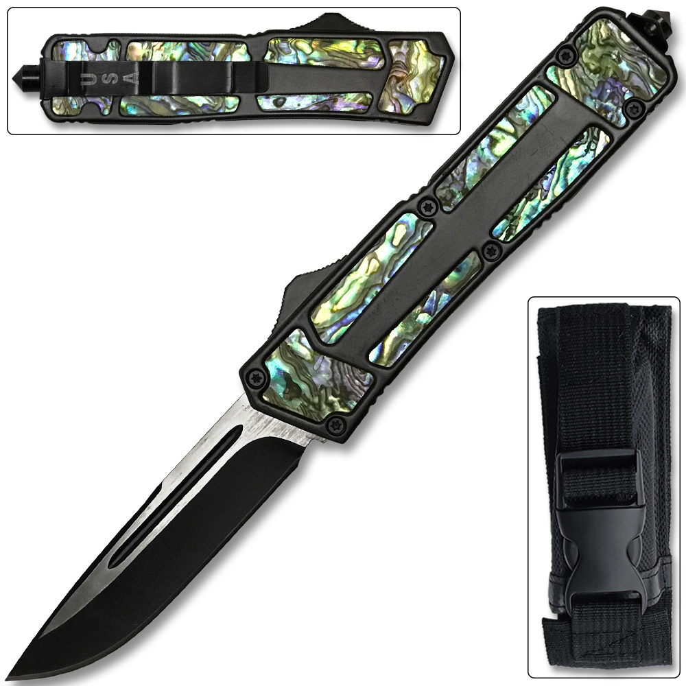 Black Hills Black OTF Knife W/Glass Breaker