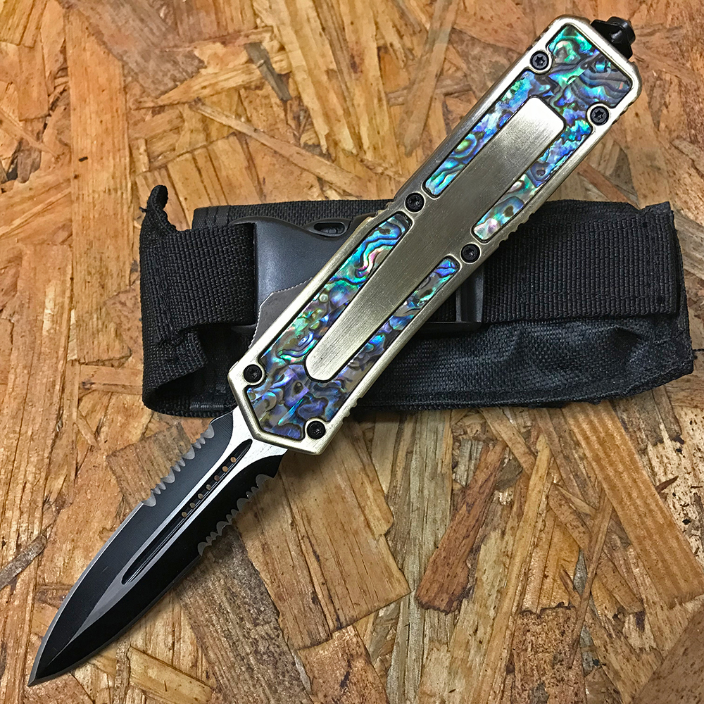 OTF Titan Originator Gold Serrated Knife Green