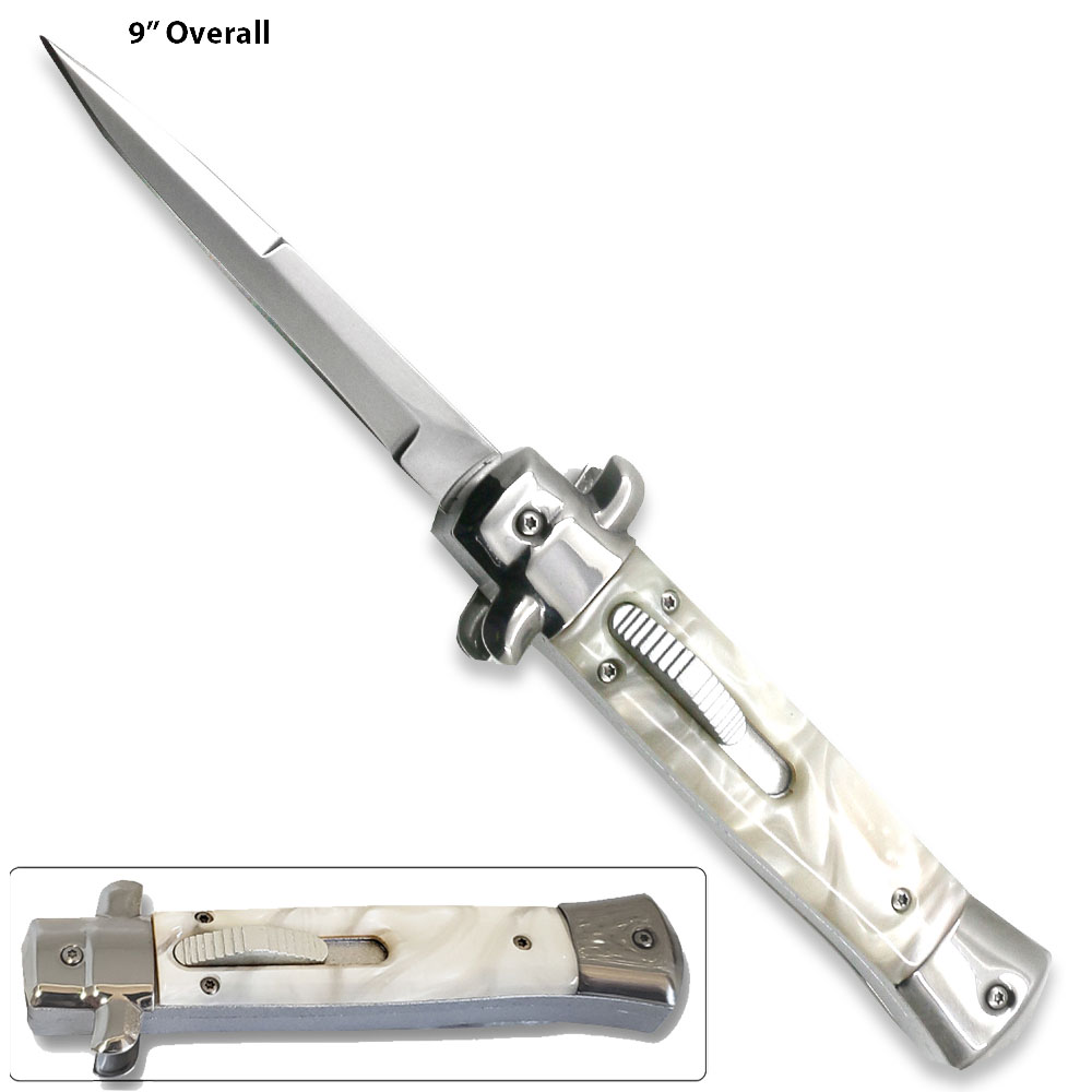 Italian Mafia Milano Knife White Pearl Handle