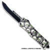 3D Skull with Black & White Zombie Straight Blade OTF Knife