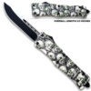 3D Skull with Black & White Zombie Straight Blade OTF Knife