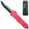 Pink Straight Edge Demolisher OTF Knife - Clip Plain USA