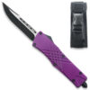 Purple Straight Edge Demolisher OTF Knife - Clip Plain USA