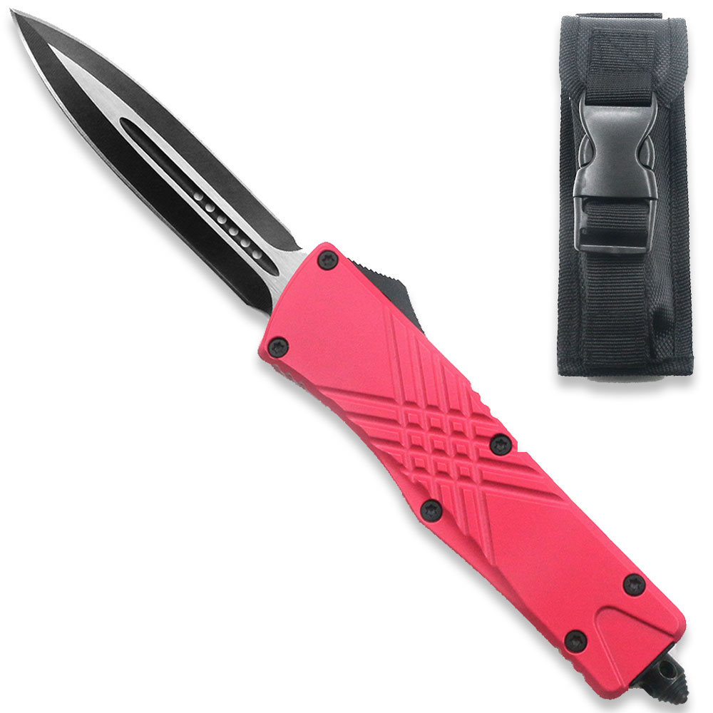 Pink Spear Point OTF Out The Front Assisted Open Tactical Glass Breaker