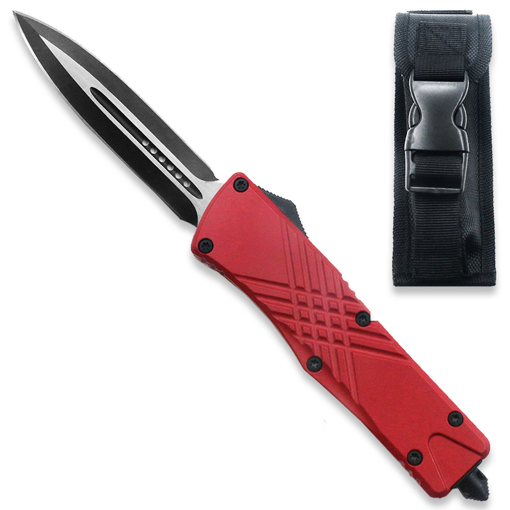 Red Spear Point OTF Out The Front Assisted Open Tactical Glass Breaker