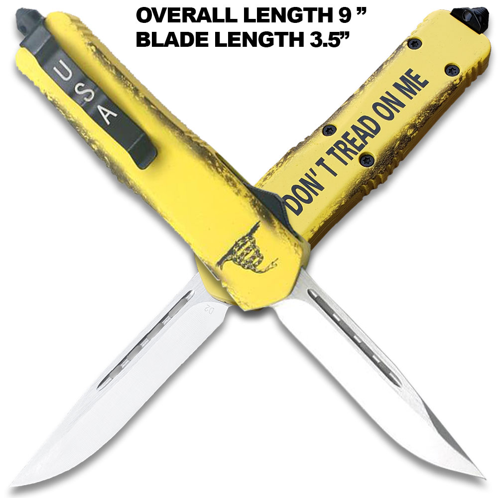 DON'T TREAD ON ME! Drop Point OTF Knife - Clip Plain USA