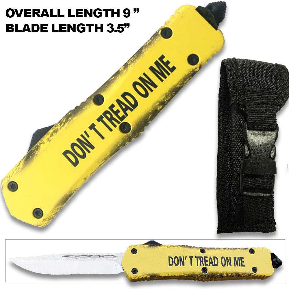 DON'T TREAD ON ME! Drop Point OTF Knife - Clip Plain USA