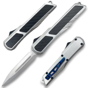 Delta Slim OTF Knife Out The Front Tactical  Straight Edge Sliver Carbon Fiber Handle