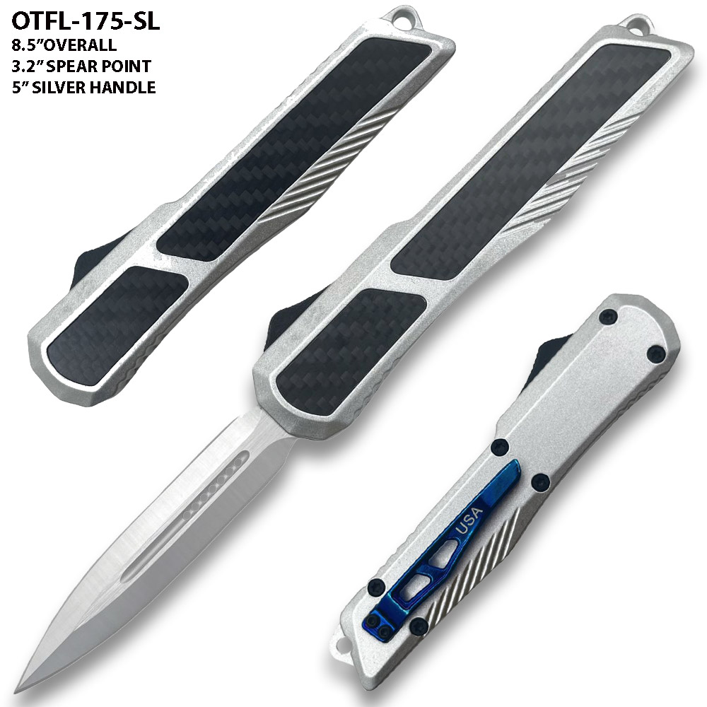 Delta Slim OTF Knife Out The Front Tactical  Straight Edge Sliver Carbon Fiber Handle