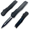Delta Slim OTF Knife Out The Front Tactical  Straight Edge Black Carbon Fiber Handle