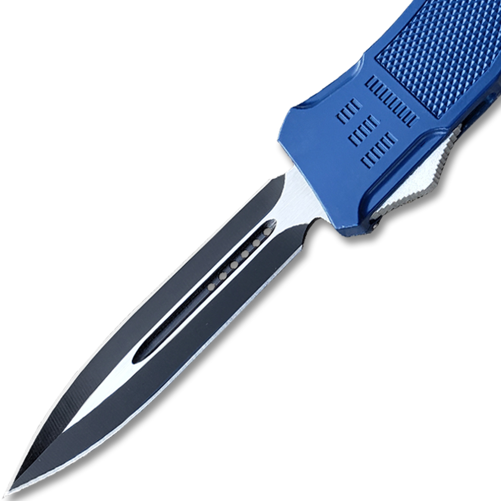 Spear Edge Blue Flagship OTF Knife Double Edge Blade
