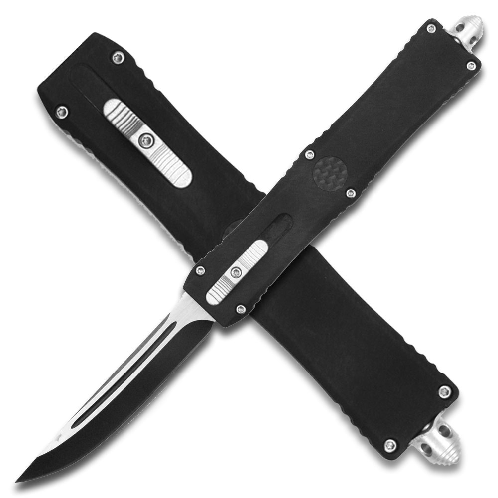 Templar Slim OTF Knife Out The Front Tactical Drop Point Blade Edge Black Handle