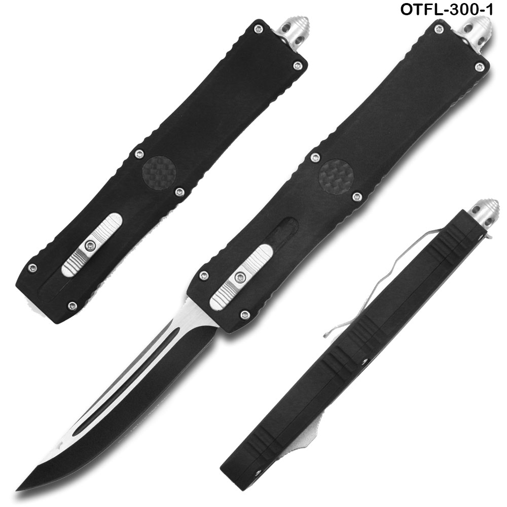 Templar Slim OTF Knife Out The Front Tactical Drop Point Blade Edge Black Handle