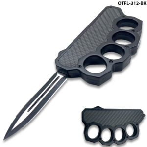 Black Carbon Fiber Handle USA Knuckle OTF Knife - Elite Collection