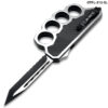 Silver Carbon Fiber Handle USA Knuckle OTF Knife -Tanto Half Serrated Edge Elite Collection