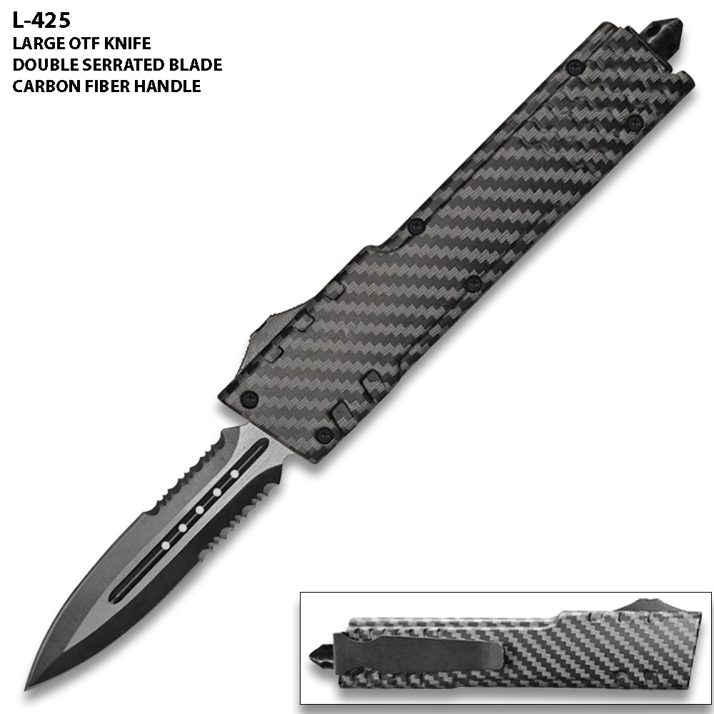 American Mercenary Tactical Carbon Fiber Military OTF Knife