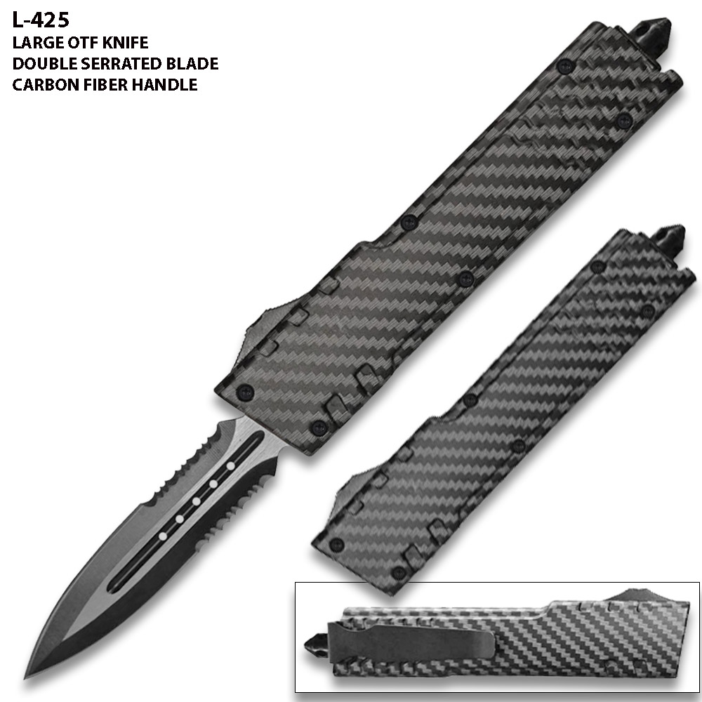 American Mercenary Tactical Carbon Fiber Military OTF Knife