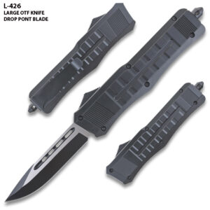 9 Inch Black Tactical Recon OTF  OTF Knife Drop Point
