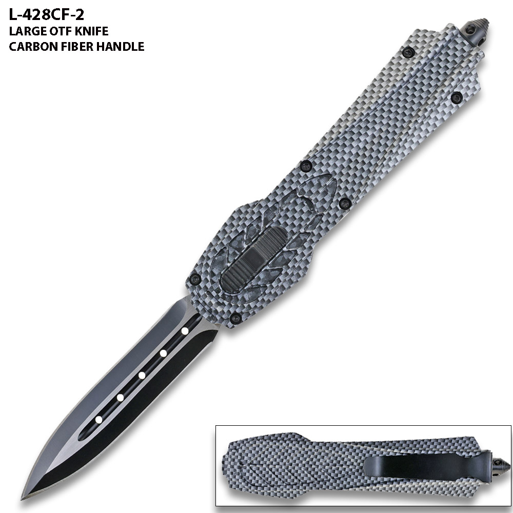 Dark Kinght Tactical OPS Carbon Fiber Handle OTF Knife Spear Point