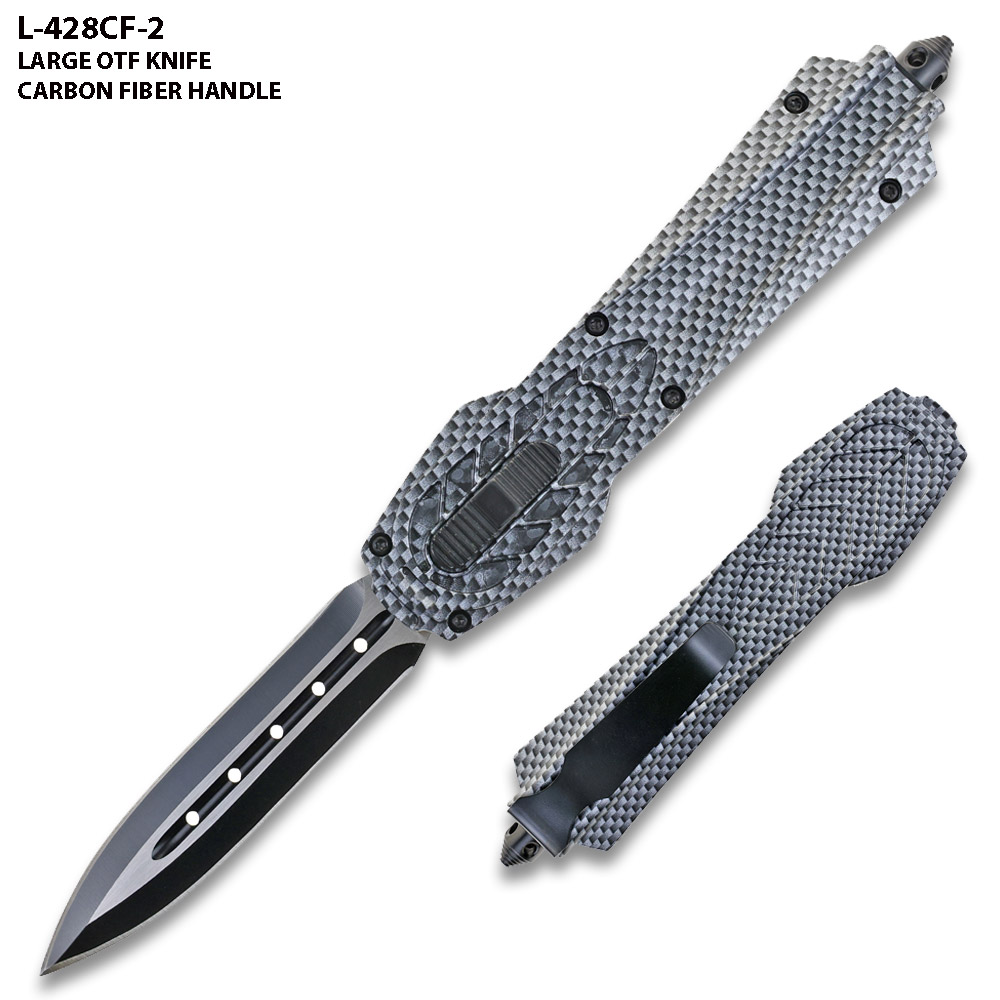 Dark Kinght Tactical OPS Carbon Fiber Handle OTF Knife Spear Point