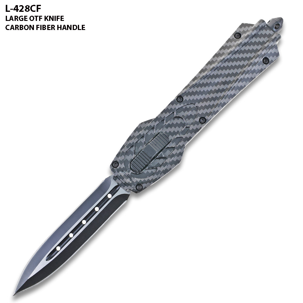 Dark Kinght Tactical OPS Carbon Fiber Military OTF Knife Spear Point