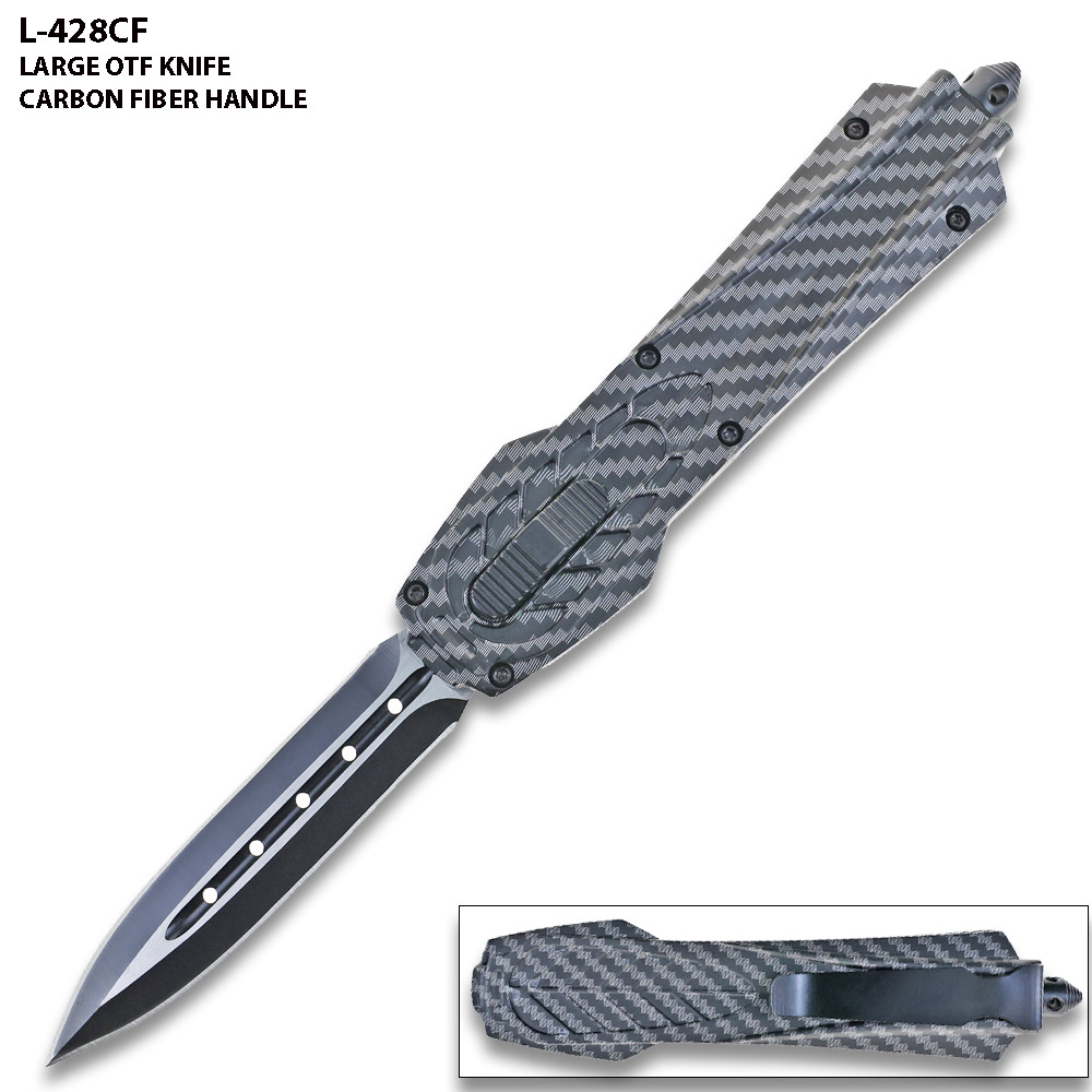 Dark Kinght Tactical OPS Carbon Fiber Military OTF Knife Spear Point