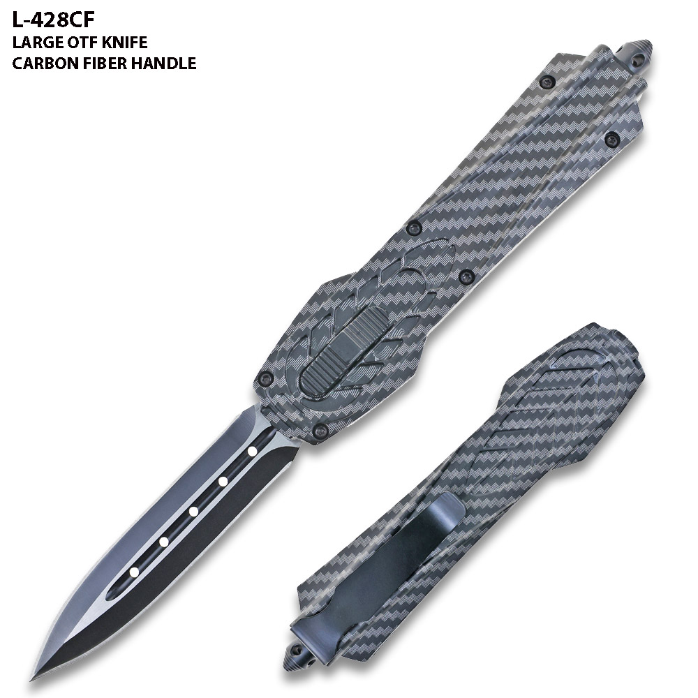 Dark Kinght Tactical OPS Carbon Fiber Military OTF Knife Spear Point