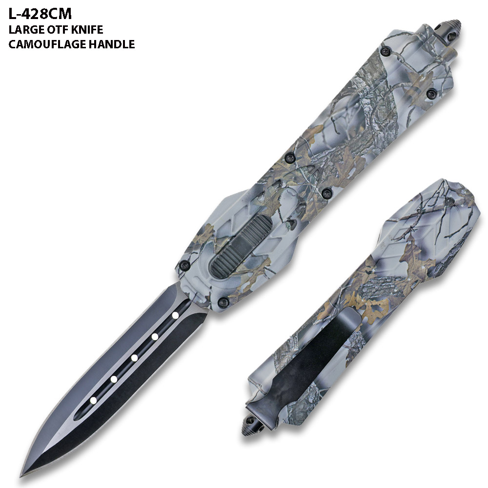 Dark Kinght Tactical OPS Camo Military OTF Knife Spear Point