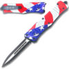 Swift American Flag Swift OTF Knife Single  Edge Serrated Top Edge Blade