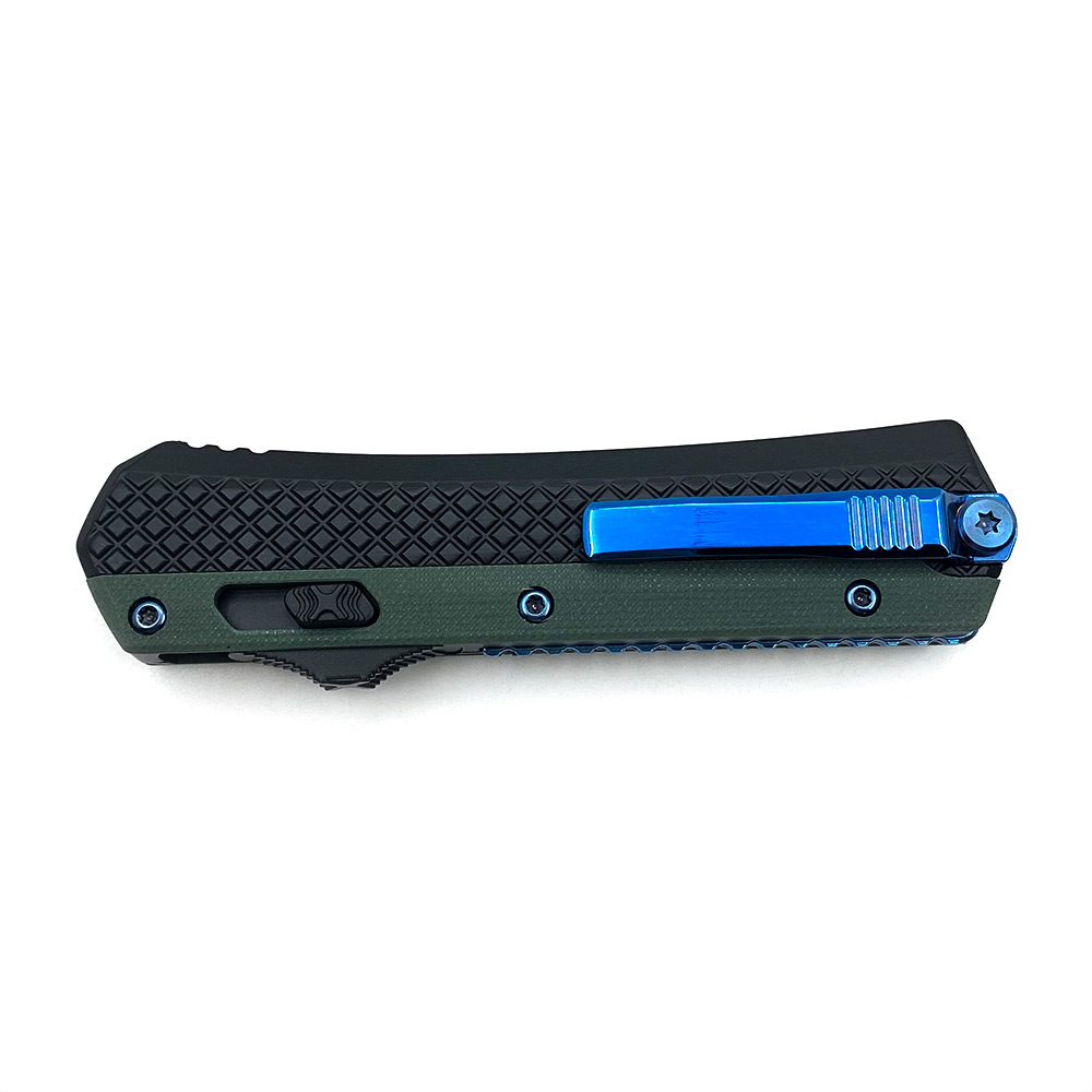 Double Edge Black & Light Green 2 Tone Handle OTF Knife