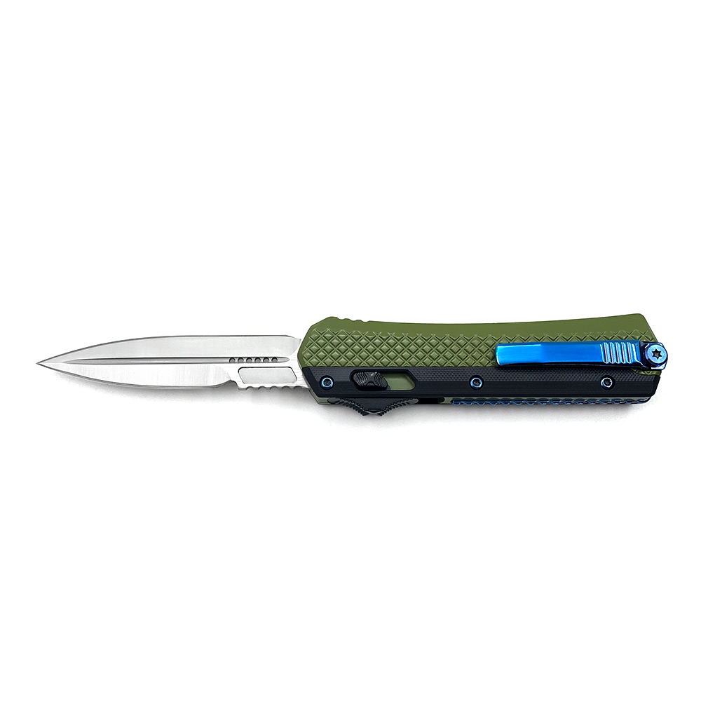 Double Edge Black & Green 2 Tone Handle OTF Knife
