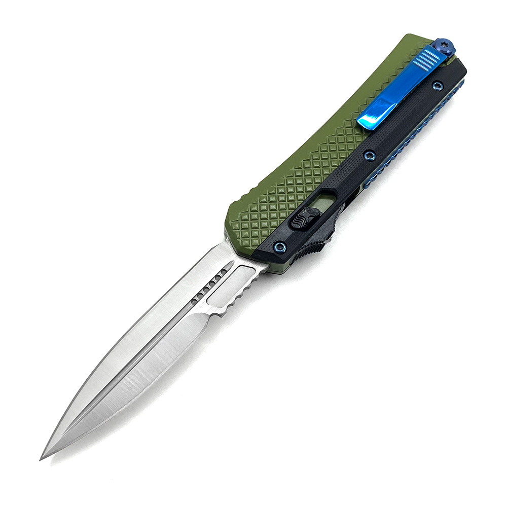 Double Edge Black & Green 2 Tone Handle OTF Knife