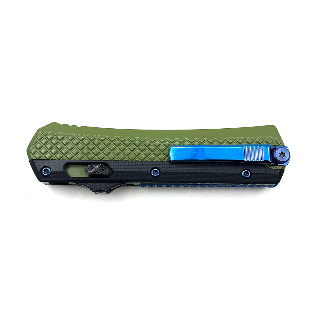 Double Edge Black & Green 2 Tone Handle OTF Knife