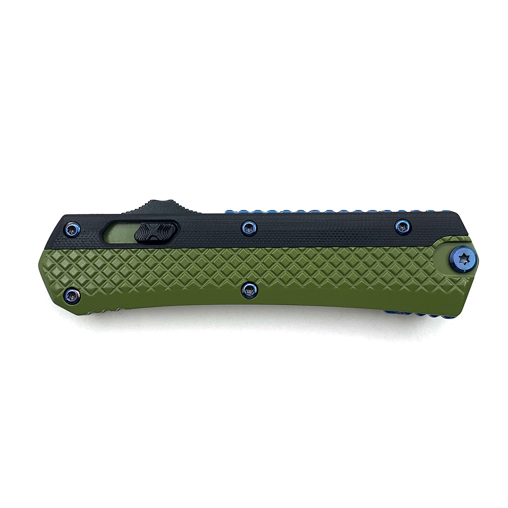 Double Edge Black & Green 2 Tone Handle OTF Knife